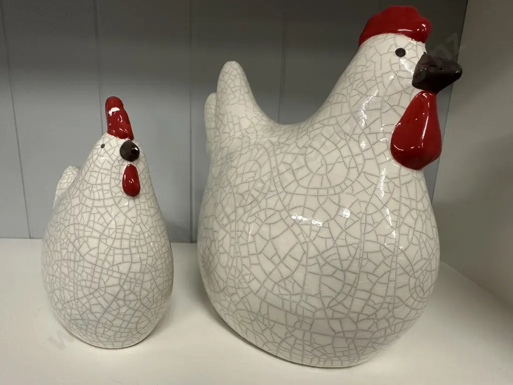 Decorative Chickens White & Red  Image 1++